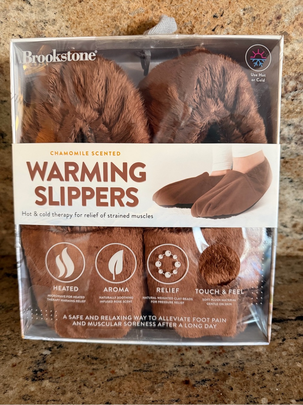 NEW Brookstone Warming Slippers - Brown